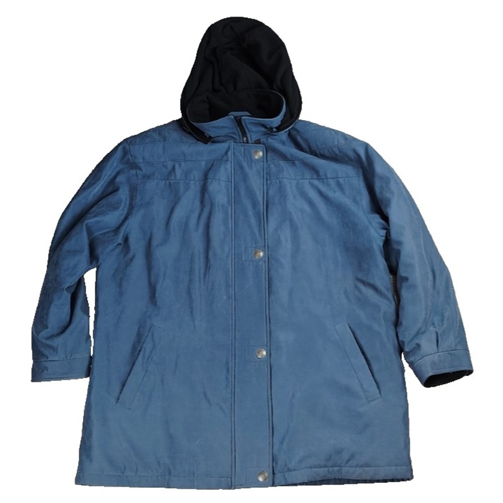 Forecaster Sport Large Blue Hooded Coat Jacket Size Lined Zip Snap Winter ***
